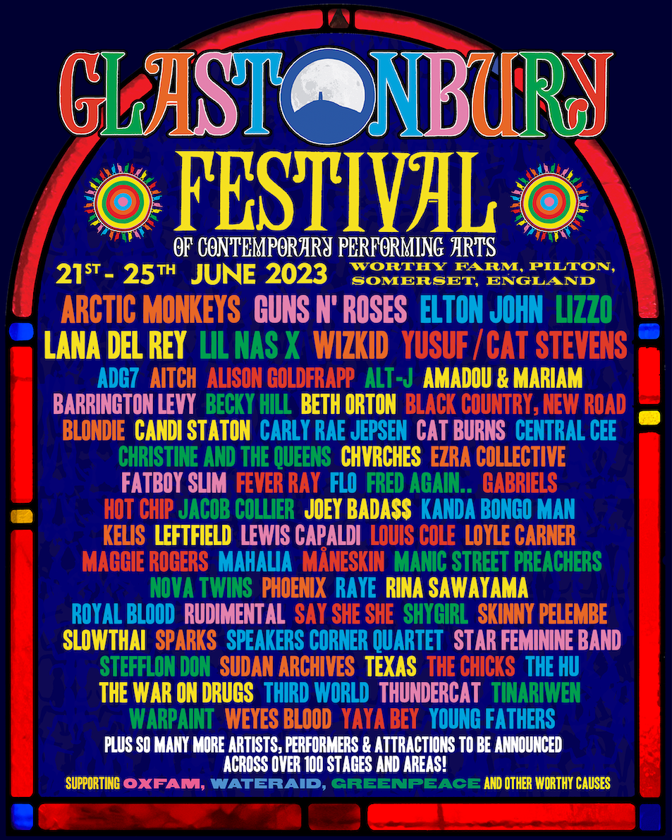 The Glastonbury 2023 line-up poster (Credit: Glastonbury)