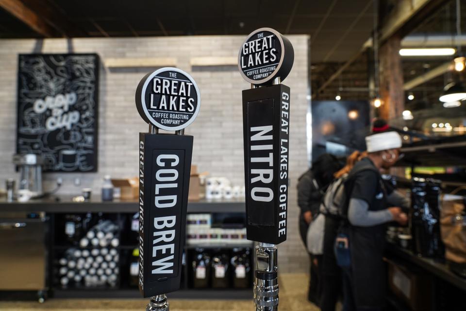 The Great Lakes Coffee Roasting Co. station is seen at the new Meijer Woodward Corner Market in Royal Oak on Friday, Jan. 24, 2020 as work continues before the opening of the location.