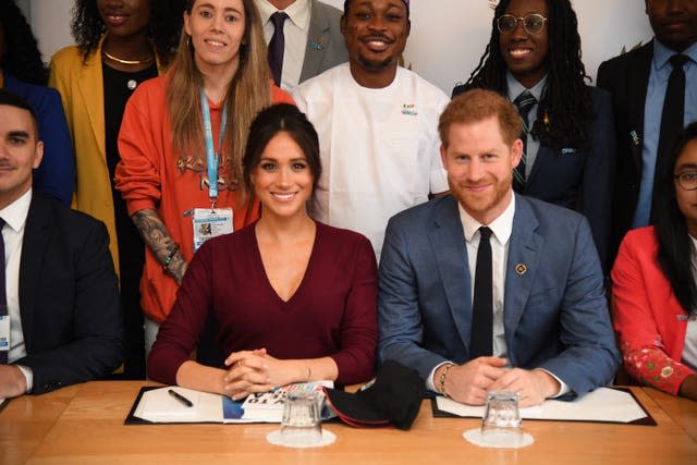 Harry and Meghan at a Queen's Commonwealth Trust event, an organisation they no longer formally represent. Jeremy Selwyn/Evening Standard