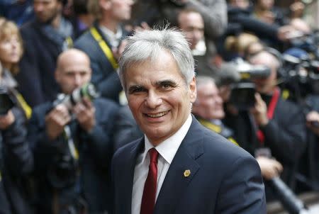 Austrian Chancellor Werner Faymann arrives at a European Union leaders extraordinary summit on the migrant crisis, in Brussels, Belgium September 23, 2015. REUTERS/Francois Lenoir