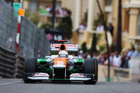 Paul di Resta of Great Britain and Force India drives during the Monaco Formula One Grand Prix at the Circuit de Monaco on May 27, 2012 in Monte Carlo, Monaco. (Mark Thompson/Getty Images)