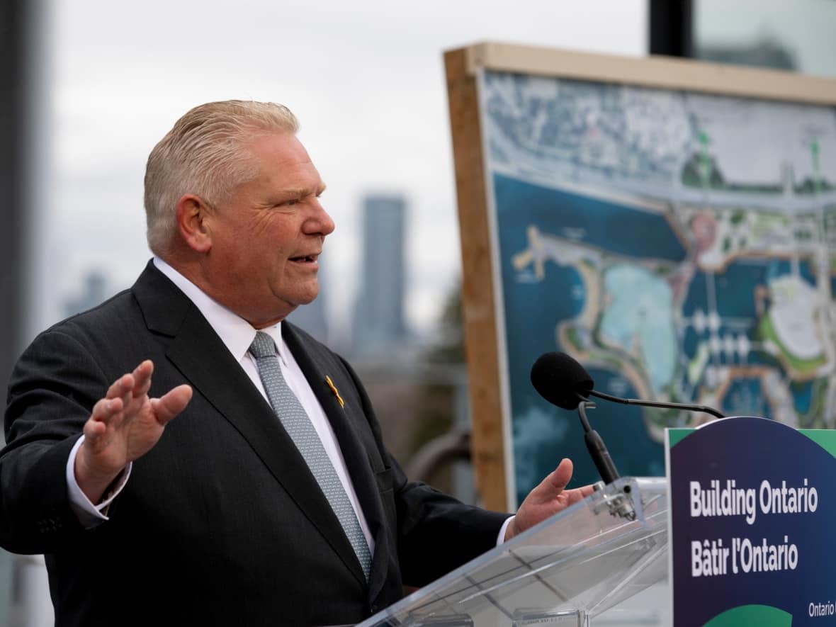 Ontario Premier Doug Ford unveiled new plans Tuesday to relocate the Science Centre in Toronto to Ontario Place grounds. (Heather Waldron/CBC - image credit)