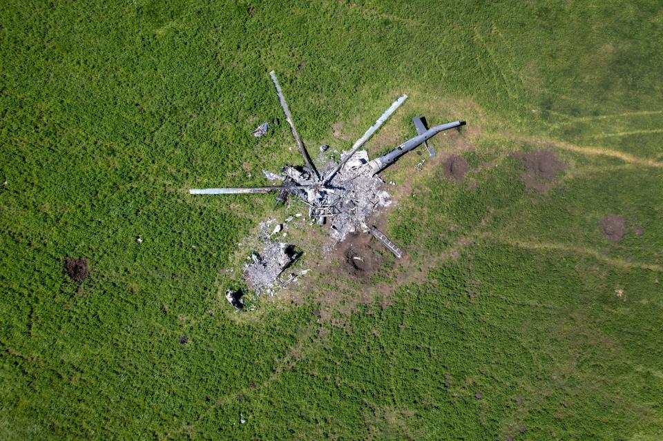 Russian helicopter wreck in Ukraine