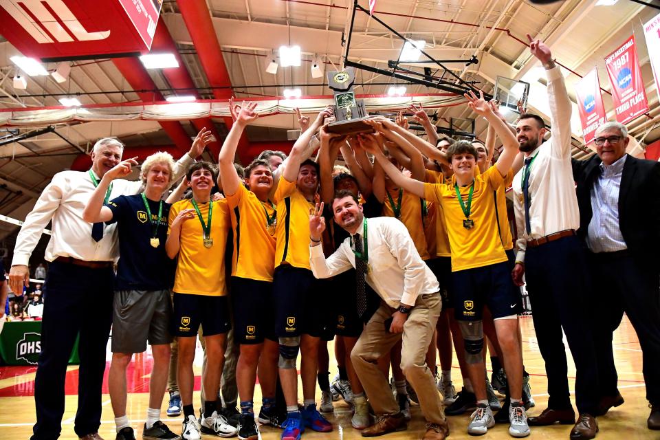 The Moeller Crusaders are the 2023 Division I victors at the Inaugural OHSAA Division I Boys Volleyball State Championship, May 28, 2023.
