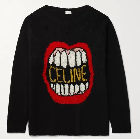Celine-Homme-Oversized-Logo-Intarsia-Wool-Blend-Sweater