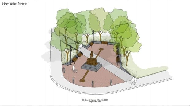 A concept design of the parkette to be built in Walkerville. (City of Windsor - image credit)