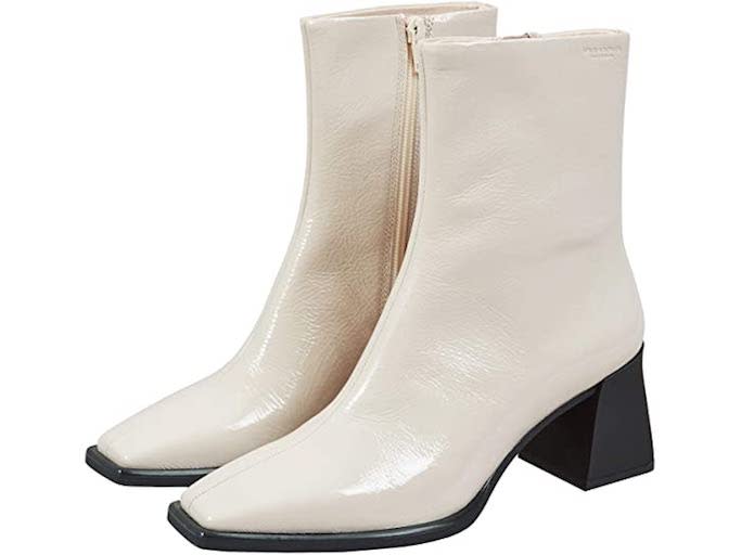 vagabond shoe makers, white boots, ankle boots, sqaure toe boots