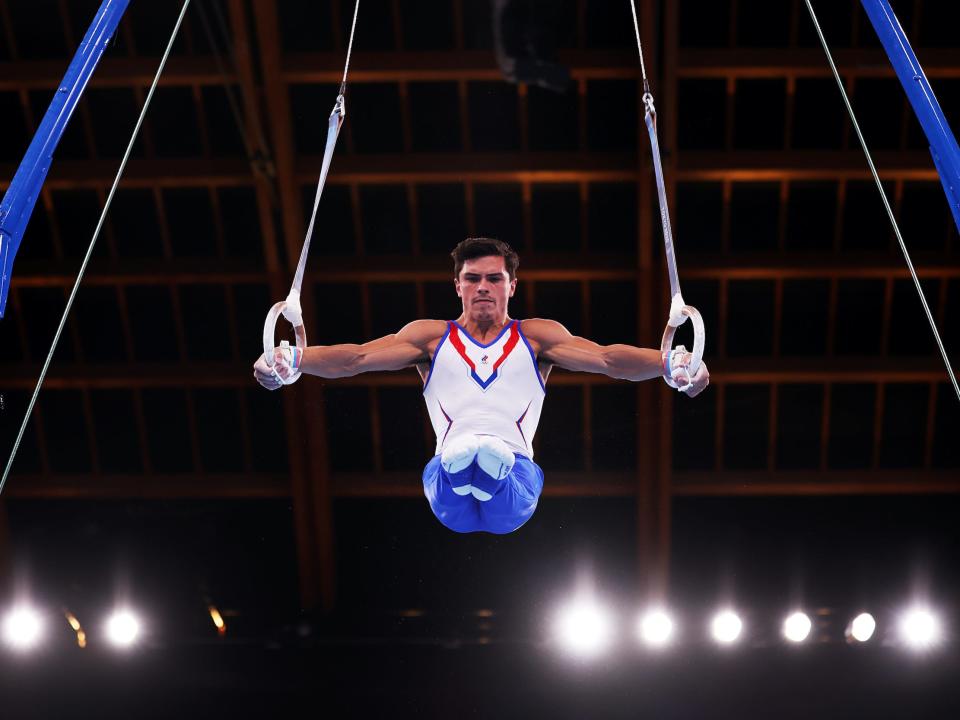 Russian gymnast Artur Dalaloyan during the men's team competition at the Tokyo Olympics.