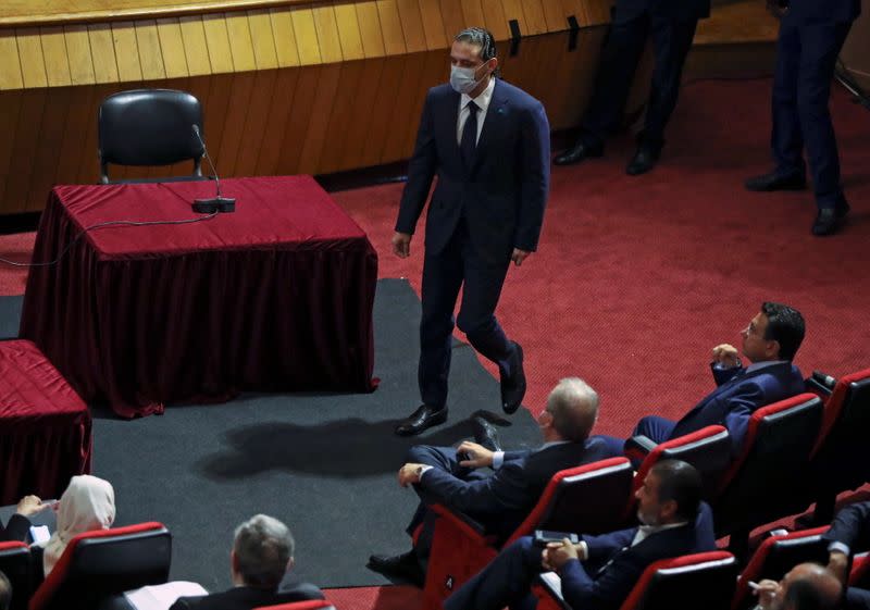 Lebanese Prime Minister-designate Saad al-Hariri attends a parliament meeting at UNESCO Palace in Beirut