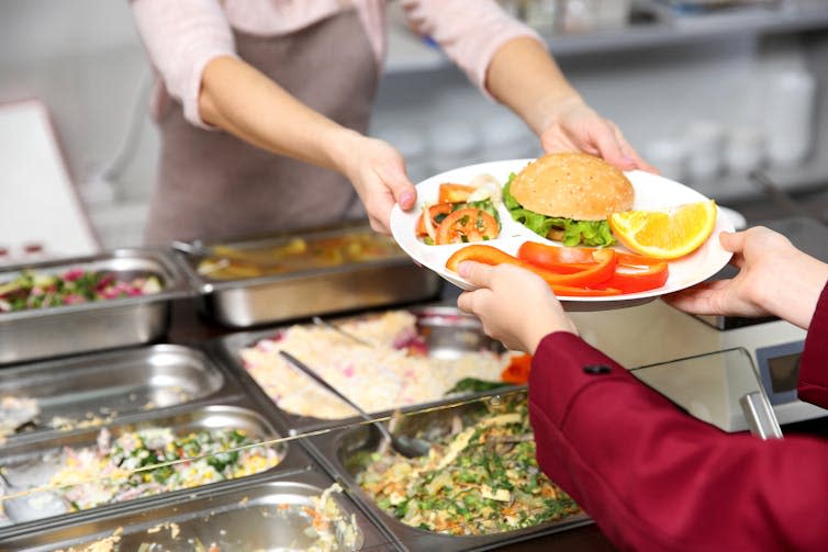 Child receiving school lunch