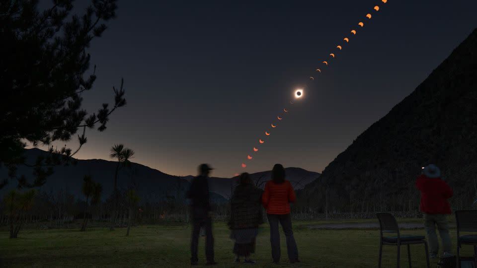 This composite image captures the phases of a total solar eclipse as they unfolded in El Molle, Chile, in July 2019. Don’t forget to make looking at the eclipse the priority in the moment, Honda said. - Stan Honda