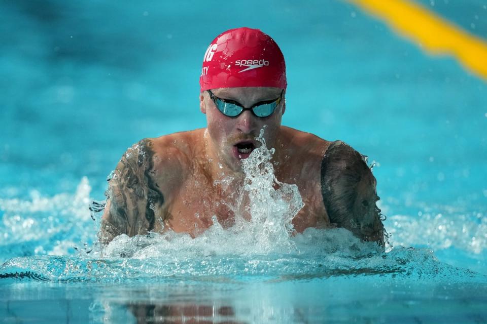 Adam Peaty was joint fastest in the men’s 50m breaststroke heats (Martin Rickett/PA) (PA Wire)