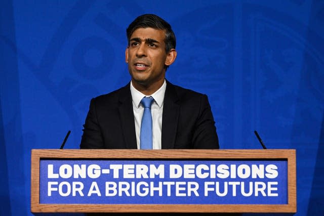 Prime Minister Rishi Sunak delivers a speech on the plans for net zero commitments