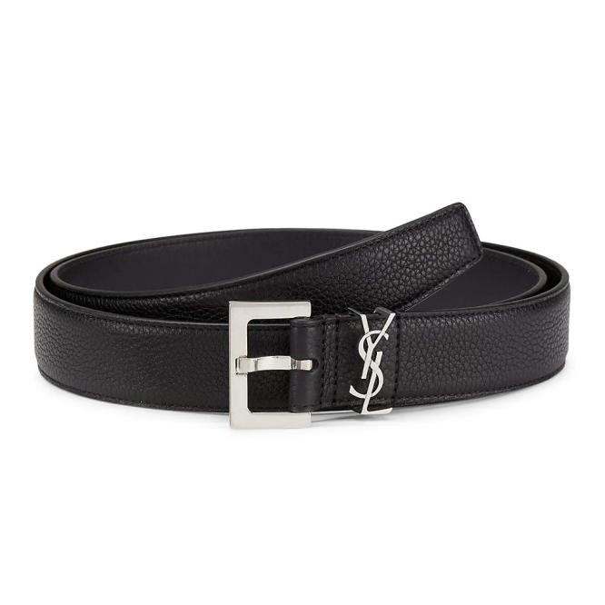 Luxury belt - Burberry thick black leather belt with logo