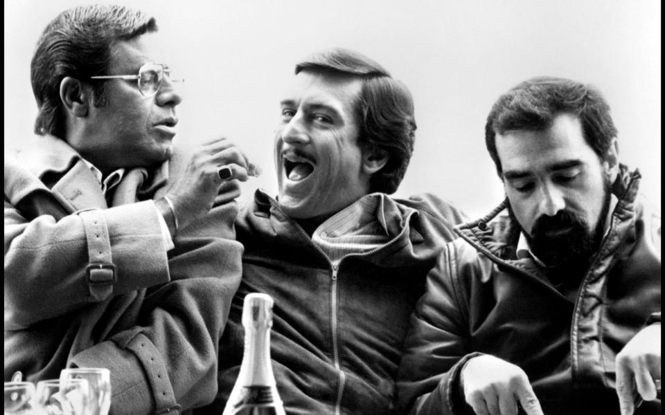 Jerry Lewis, Robert De Niro and Martin Scorsese on set filming The King of Comedy - Alamy