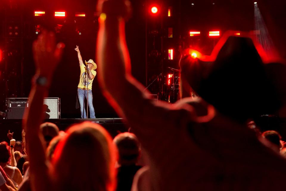 Jason Aldean performs during the CMA Fest at Nissan Stadium  June 9 in Nashville.