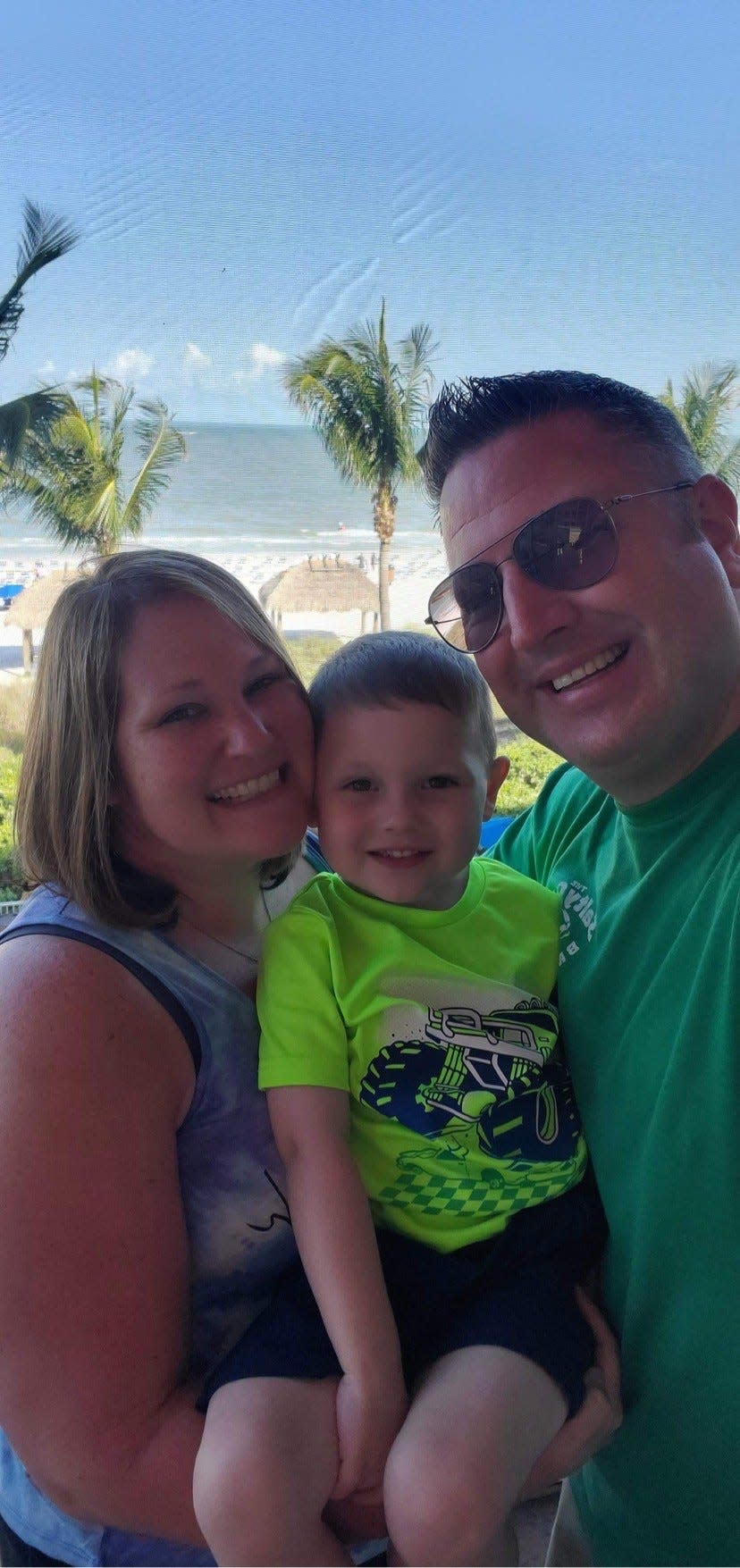 James Middlestead, right with his wife Stacy and son Evan. They visited Fort Myers Beach for the first time in May  of 2022.