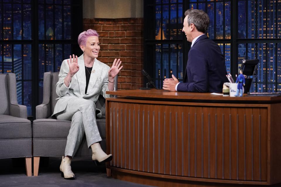 Welch styled Megan Rapinoe for some of her appearances following her 2019 World Cup win, including this Amiri suit.