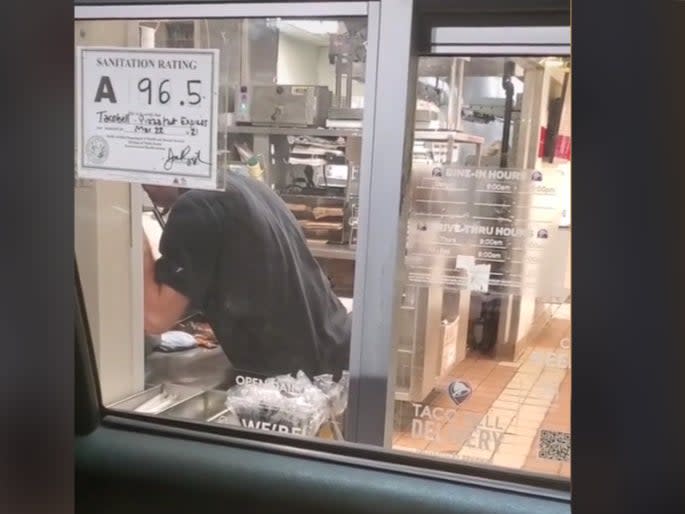 A video shows a worker allegedly falling asleep  (TikTok/JacobCohen8)