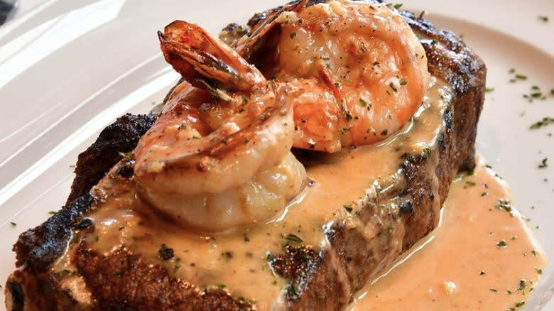 Surf and turf shrimp and steak