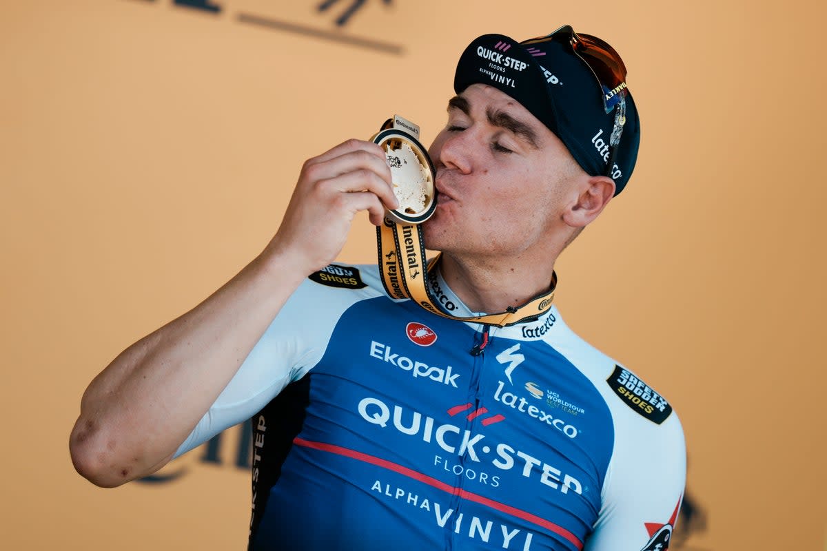 Fabio Jakobsen celebrated his first career Tour de France stage win on Saturday (Thibault Camus/AP) (AP)