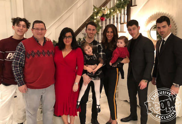 The Jonas family (in 2017), from left: Frankie, Kevin Sr., Denise, Kevin Jr., Alena, Danielle, Valentina, Nick, Joe