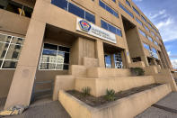 This image shows Albuquerque Police Department headquarters in Albuquerque, New Mexico, on Friday, Feb. 2, 2024. Police Chief Harold Medina called a news conference Friday to discuss an internal investigation into allegations of possible corruption within the department's DWI unit. Federal authorities are conducting a separate investigation. No one has been charged. (AP Photo/Susan Montoya Bryan)