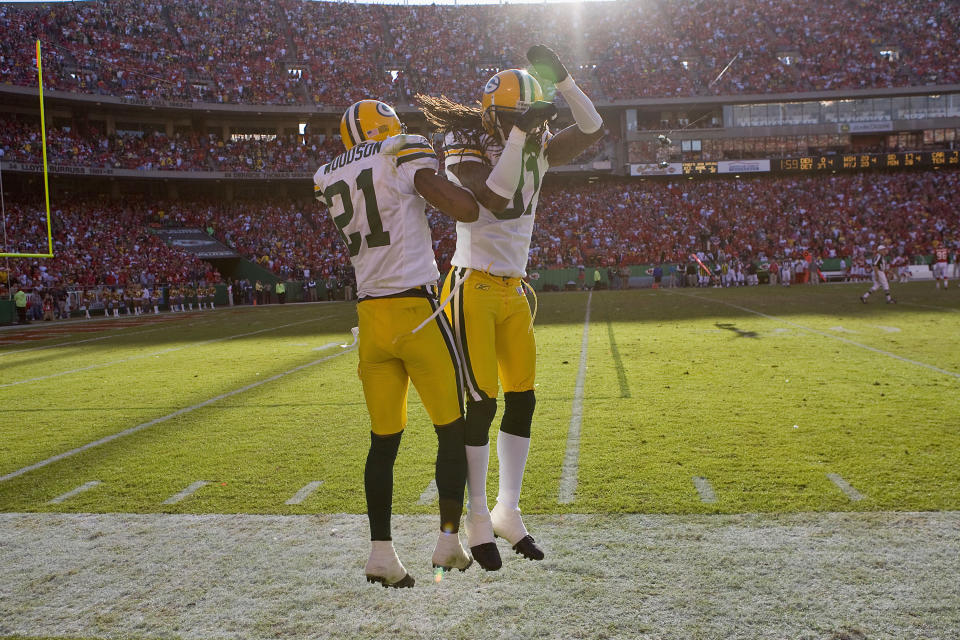 Charles Woodson #21 and Al Harris #31 (Photo by Dilip Vishwanat/Getty Images)