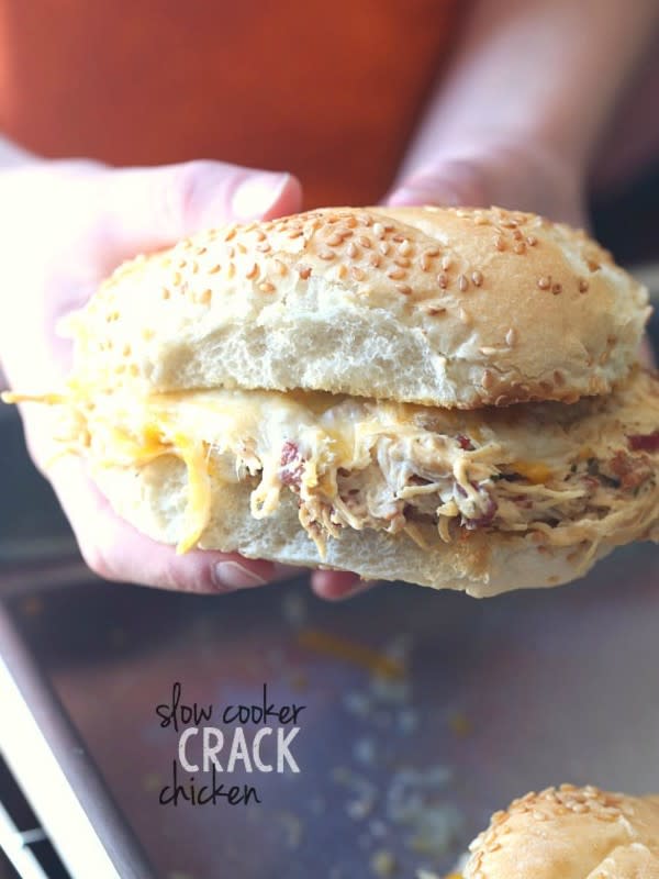 <p>This addictive chicken is perfect piled on sandwich buns. </p><p><strong>Get the recipe: <a href="https://cookiesandcups.com/slow-cooker-crack-chicken/" rel="nofollow noopener" target="_blank" data-ylk="slk:Slow Cooker Crack Chicken;elm:context_link;itc:0;sec:content-canvas" class="link ">Slow Cooker Crack Chicken</a></strong></p>