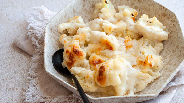 cheesy cauliflower in bowl