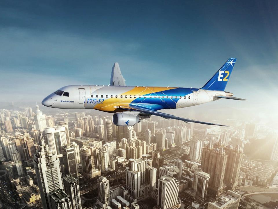 Illustration of Embraer's E175-E2.