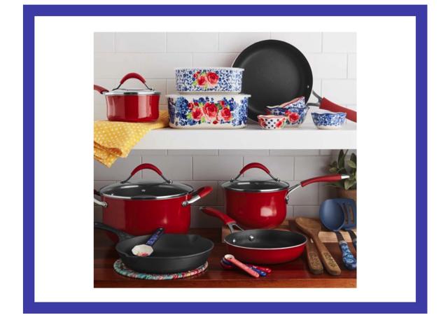 PIONEER WOMAN 25 PIECE COOKWARE COMBO ONLY $69 - WALMART BLACK