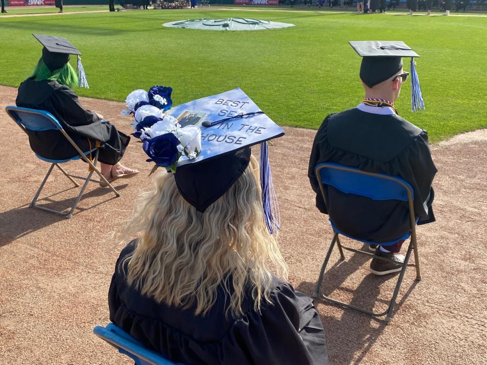 The Granite State College graduates celebrated in a commencement ceremony at Northeast Delta Dental Stadium in Manchester on Monday, May 23, after graduation was delayed a day because of severe heat on Sunday, May 22.