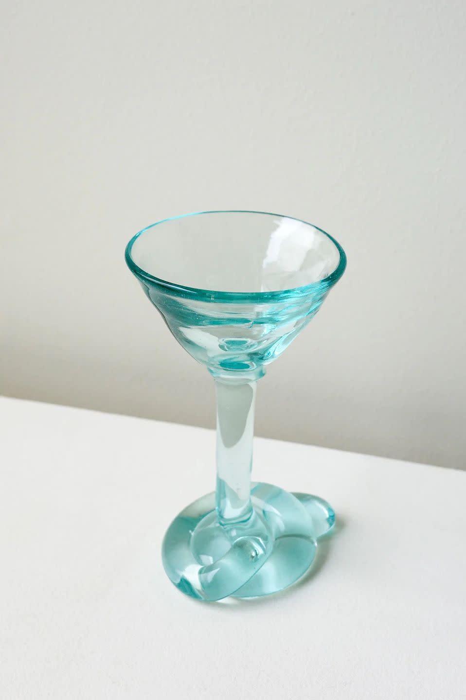 a blue tinted wine glass