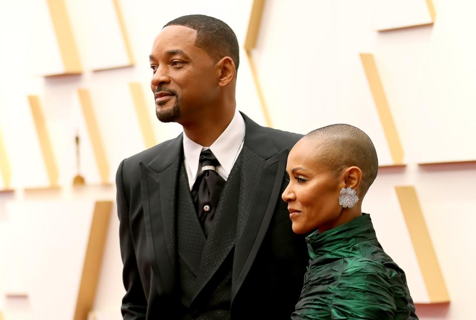 Will Smith and wife Jada Pinkett Smith arrive at Sunday night's Oscars.