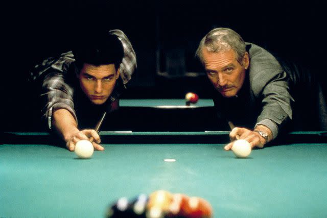 <p>Everett Collection</p> Tom Cruise and Paul Newman in 'The Color of Money'