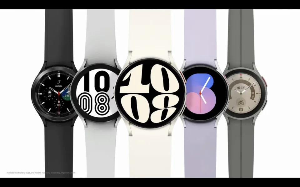 三星全新的Galaxy Watch6系列40mm將提供灰、金 兩色，44mm則提供灰、銀 兩色，即日起開放預購、預計8月11日起全球陸續上市，定價為299美金起（台幣約9400元），台灣目前未公佈上市資訊。（翻攝直播）