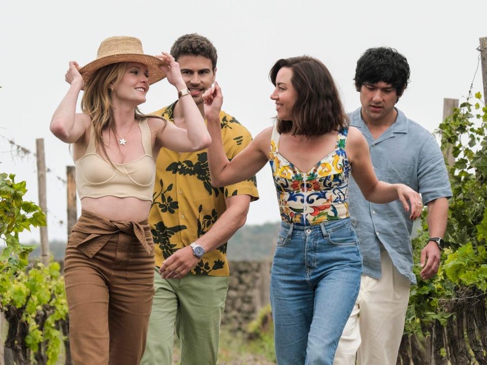 Meghann Fahy, Theo James, Aubrey Plaza, and Will Sharpe on season two, episode five of "The White Lotus."