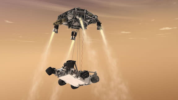 The recent landing of Curiosity, the mega-rover for Mars, made use of a Sky Crane concept that might prove useful in the future to plop down on the Red Planet a sample return mission.