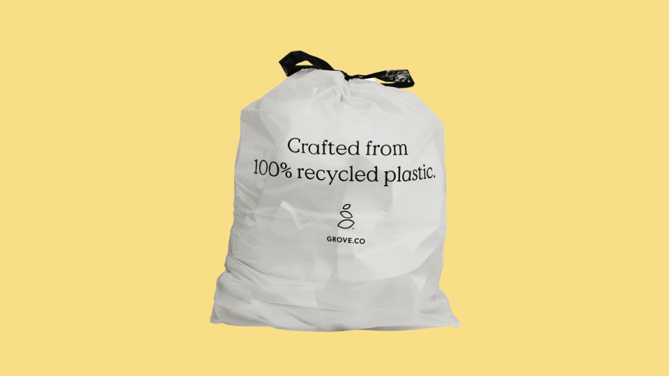 Grove's trash bags are made of 100% recycled plastic.