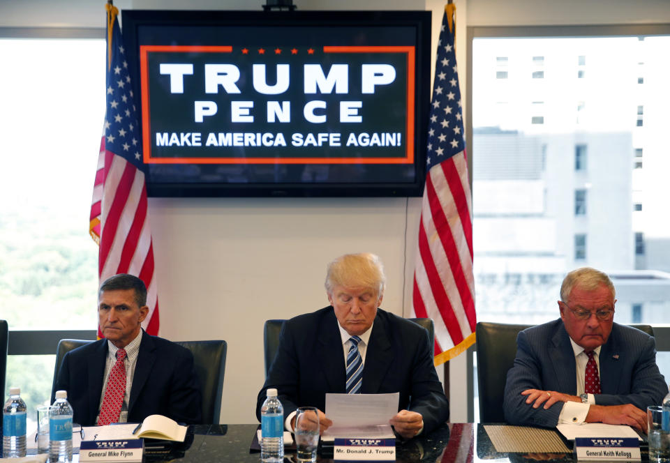 Donald Trump with Mike Flynn and Keith Kellogg