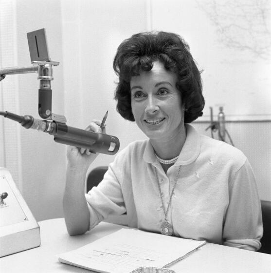 LOS ANGELES - OCTOBER 30: KNX Radio program, the "Ruth and Pat Show". Pictured is on air personality Ruth Ashton Taylor. October 30, 1963. Hollywood, CA. (Photo by CBS via Getty Images)