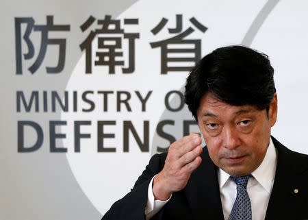 Japan's Defence Minister Itsunori Onodera attends a news conference at Defence Ministry in Tokyo, Japan August 8, 2017. REUTERS/Issei Kato