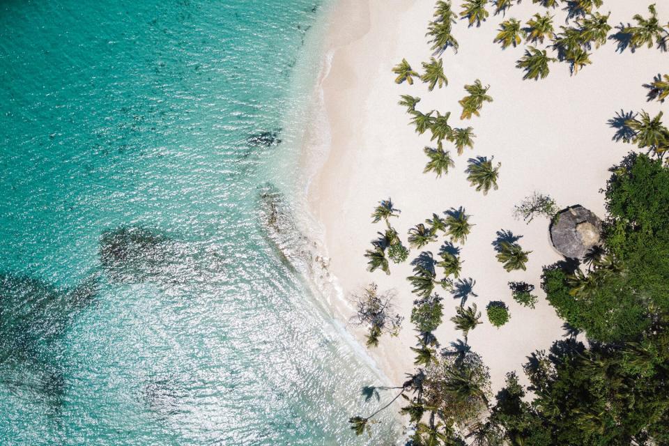 Aerial view of the beach at Club Med Michès Playa Esmeralda