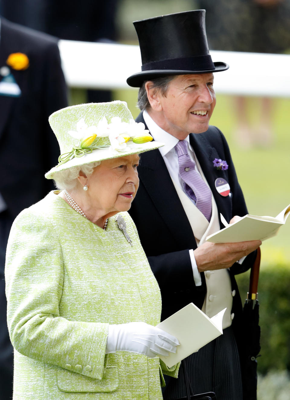 ASCOT, UNITED KINGDOM - JUNE 22: (EMBARGOED FOR PUBLICATION IN UK NEWSPAPERS UNTIL 24 HOURS AFTER CREATE DATE AND TIME) Queen Elizabeth II and John Warren attend day five of Royal Ascot at Ascot Racecourse on June 22, 2019 in Ascot, England. (Photo by Max Mumby/Indigo/Getty Images)