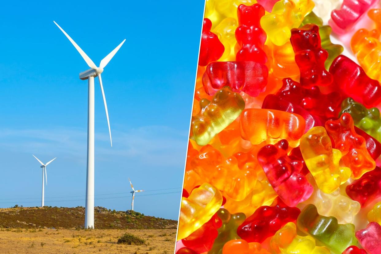 Wind turbines; Gummy bears