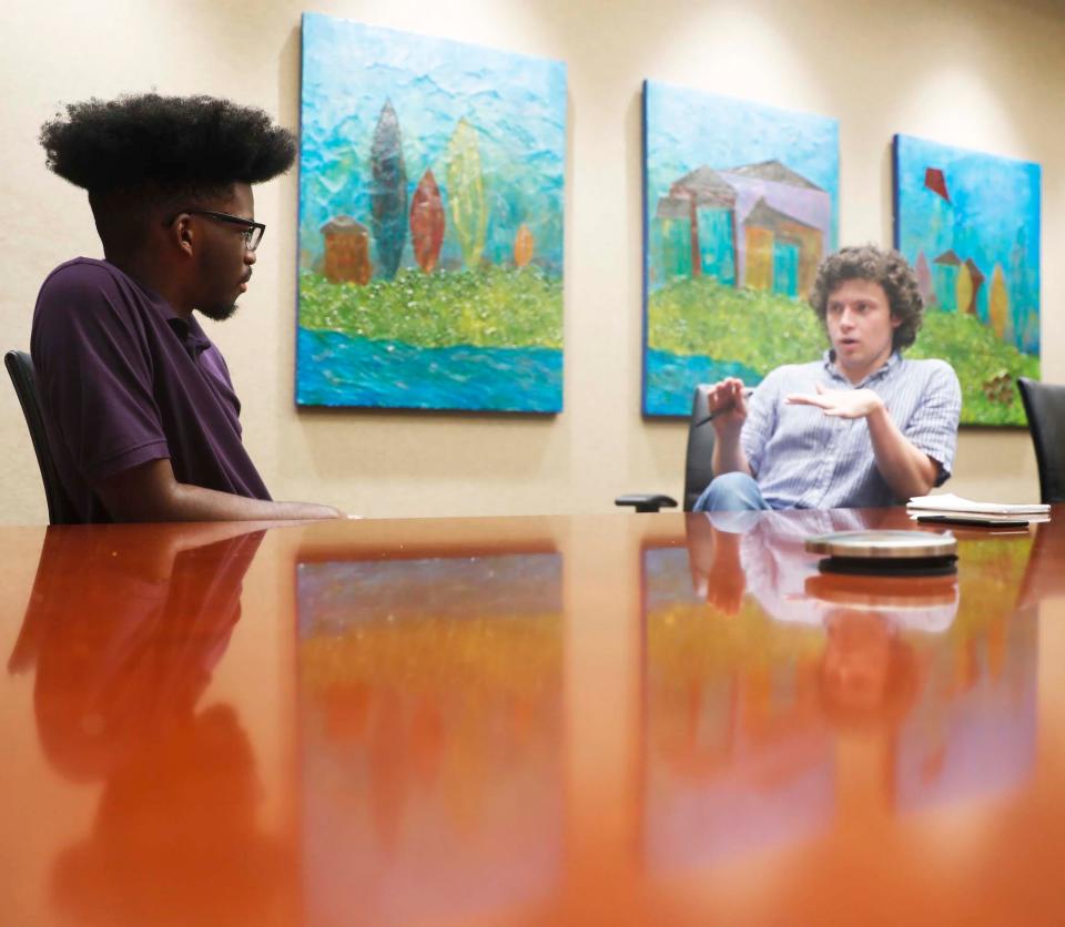 Rhodes College sophomore Brandon Washington is running for city council. Brandon explains his motivations and goals for being a city councilman with journalist John Klyce on July 28, 2023 in a conference room at Youth Villages in Bartlett, TN.