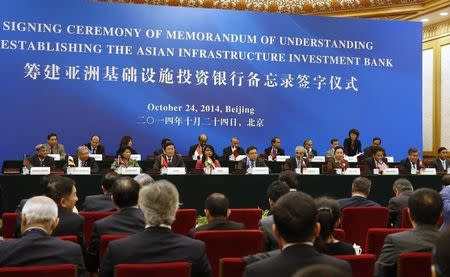 File photo of the signing ceremony of the Asian Infrastructure Investment Bank at the Great Hall of the People in Beijing October 24, 2014. REUTERS/Takaki Yajima/Pool