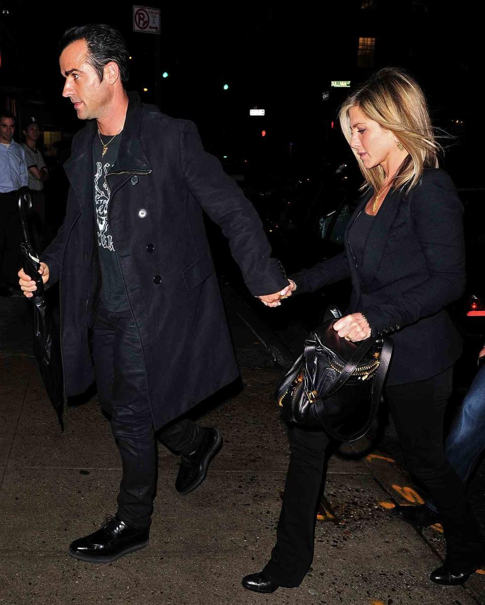 Justin Theroux and Jennifer Aniston arrive to Il Mulino on September 15, 2011 in New York City