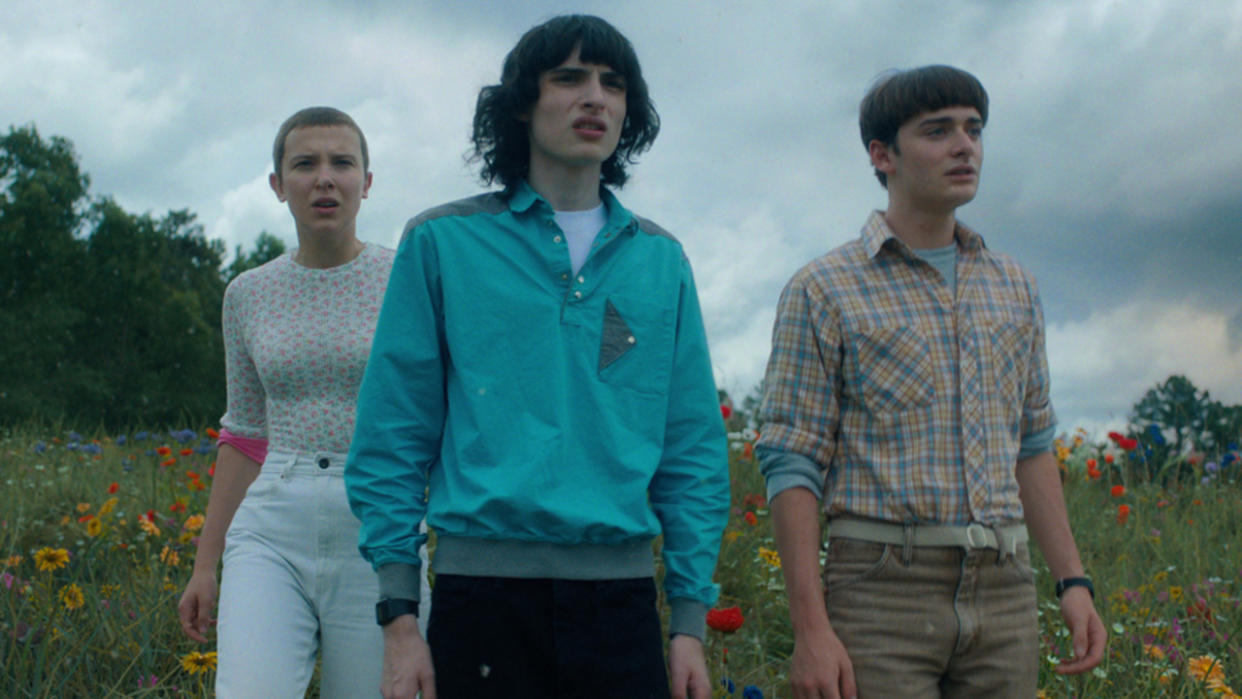  Eleven, Mike, and Will in Stranger Things Season 4 finale. 